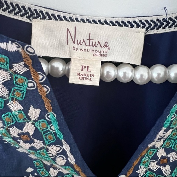 Nurture by Westbound Embroidered Long Sleeve Tunic Dress | Size Petite Large| - Picture 6 of 7